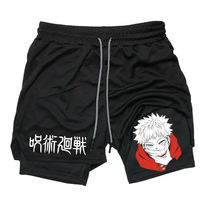 Jujutsu Kaisen Anime Graphic 2 in 1 Compression Shorts for Men Quick Dry Lightweight Gym Performance Shorts Athletic Activewear 2