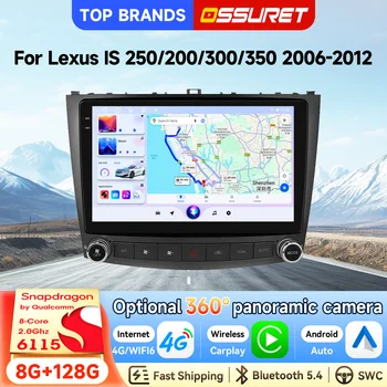 OSSURET - Reproductor Multimedia para Auto con Pantalla Táctil de 10.1 Pulgadas, Android 14, para Lexus IS250 200 300 350 2006-2012, con Qualcomm Snapdragon 6115 Octa Core, Navegación GPS, Bluetooth, Manos Libres, SWC, Carplay Inalámbrico, Android Auto, WiFi, 4G, RDS, DSP, Audio 1