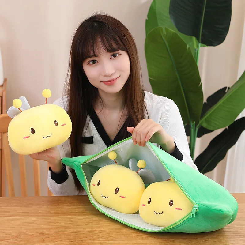 Peas Pod Stuffed Animal Soft Plush Doll Toy Bee Pillow Plush Toys