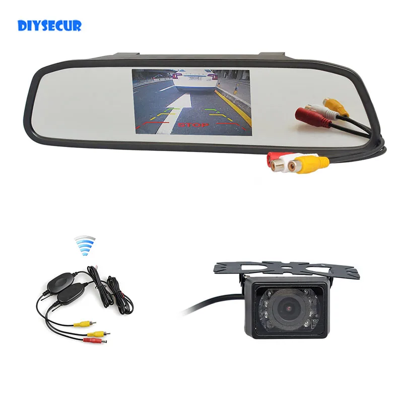 

DIYSECUR Wireless 4.3inch Car Monitor Mirror Monitor Waterproof IR Night Vision Rear View Car Camera Parking Accessories