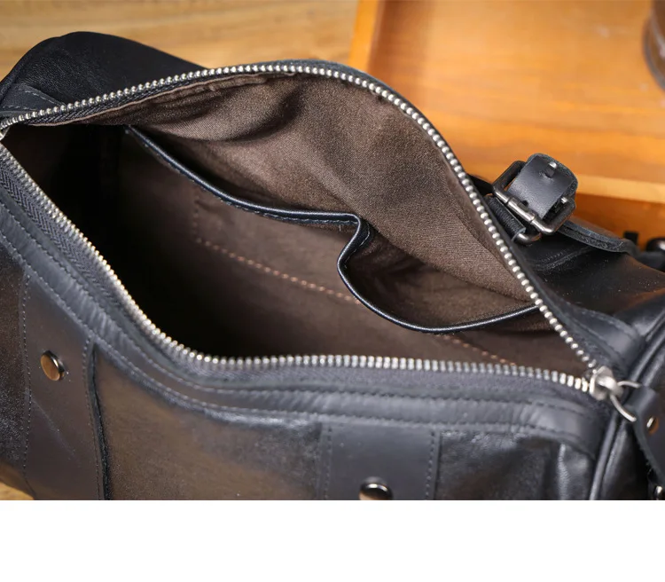 PNDME lässige, hochwertige erste Schicht Rindsleder Herren schwarze Umhängetasche Designer handgefertigte Reise-Umhängetasche aus echtem Leder – Detail 21