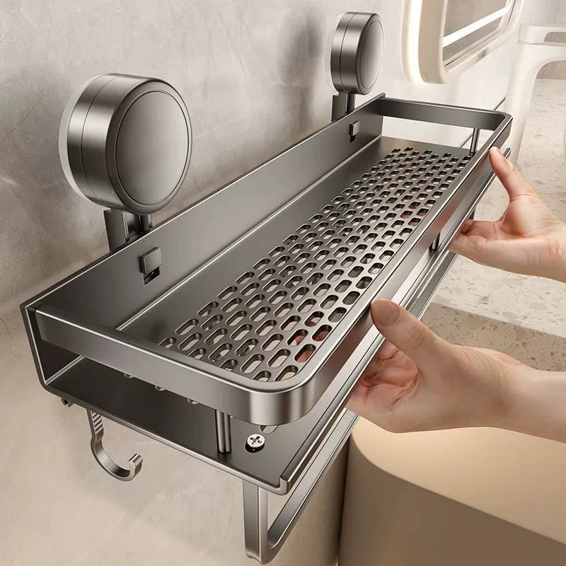 Suction cup storage rack bathroom non perforated toilet washbasin wall mounted storage