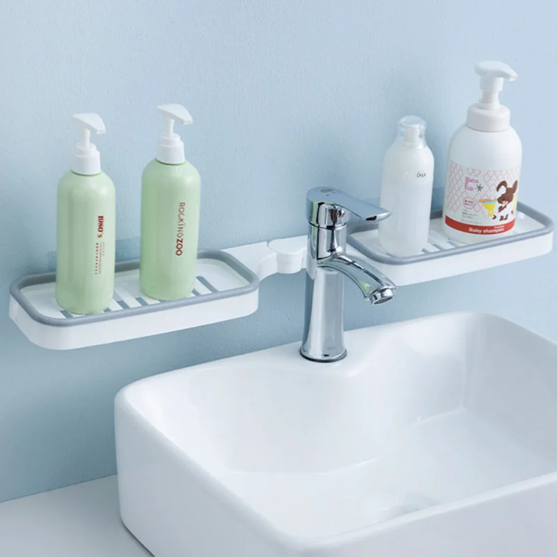 Bathroom Revolving Rack Wall-mounted Toilet Washstand Kitchen Wall Storage   Accessories WC Organizer 4