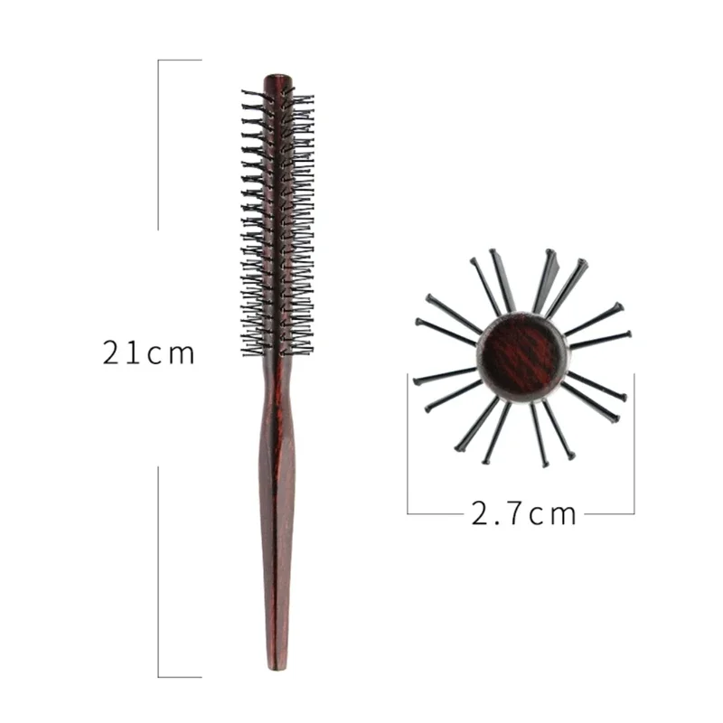 thumbnail image 5 of Cepillo de pelo redondo de nailon Peine antiestático Peine para peluquería Secado con secador Peine para flequillo Cabeza de pera Cabello liso Peine de madera para peluquería, 5 of 5