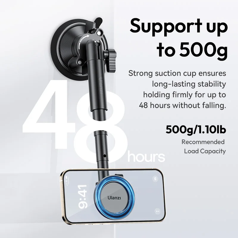 울란지 ZJ06 휴대폰 흡착컵 마운트 휴대폰 홀더 360 ° MagSafe 스마트폰 비디오 블로그 라이브 스트리밍 사진용 볼헤드