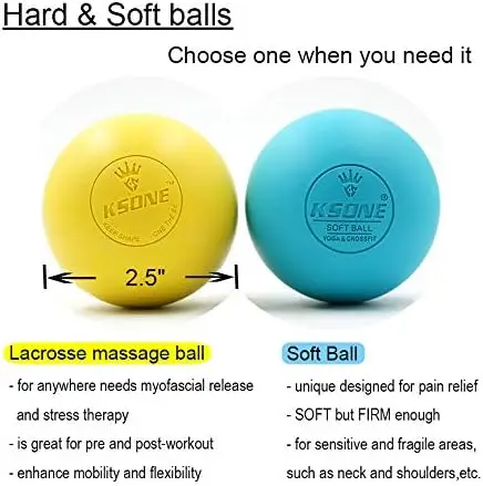 Lacrosse-Massageball-Set, harter und weicher Muskelmassageroller, tiefe Gewebebälle, Entspannung, Schmerzlinderung, Physiotherapie-Ball – Detail 3