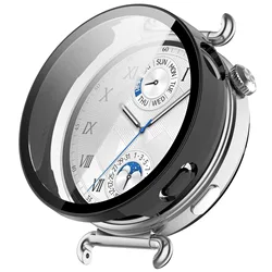 Premium Tempered Glass Screen Protector & Case for Smartwatch - 41mm Cover Accessories (Glossy black)
