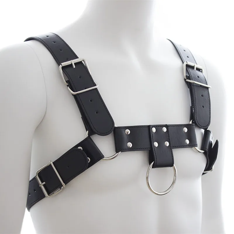 Leather Men Harness Belts with Buckle Fetish Gay Sex Bondage Clothes Punk Goth Chest Body Harness Straps Sexual Male Lingerie