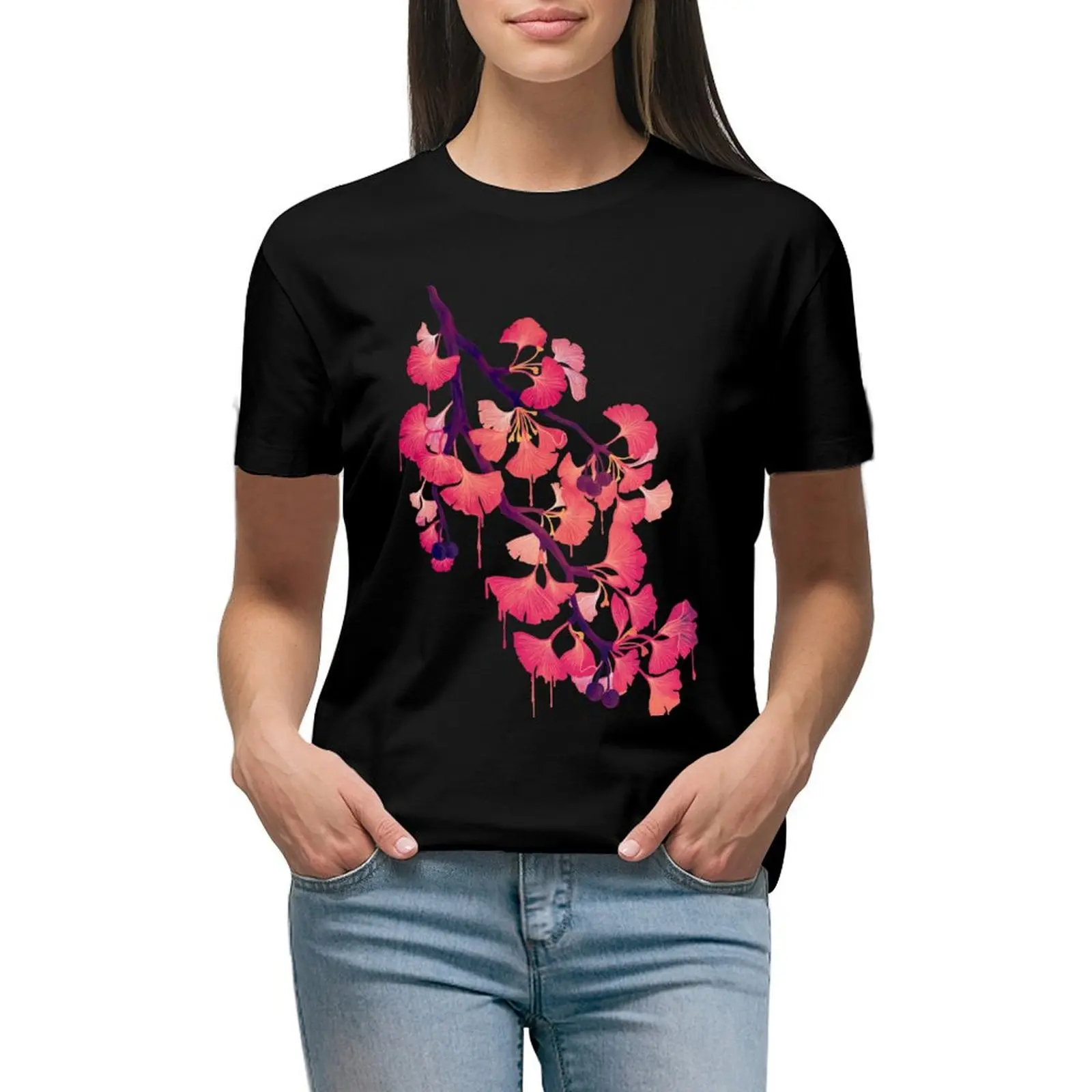 O Ginkgo T-Shirt female funnys Short sleeve tee Blouse Womens graphic t shirts