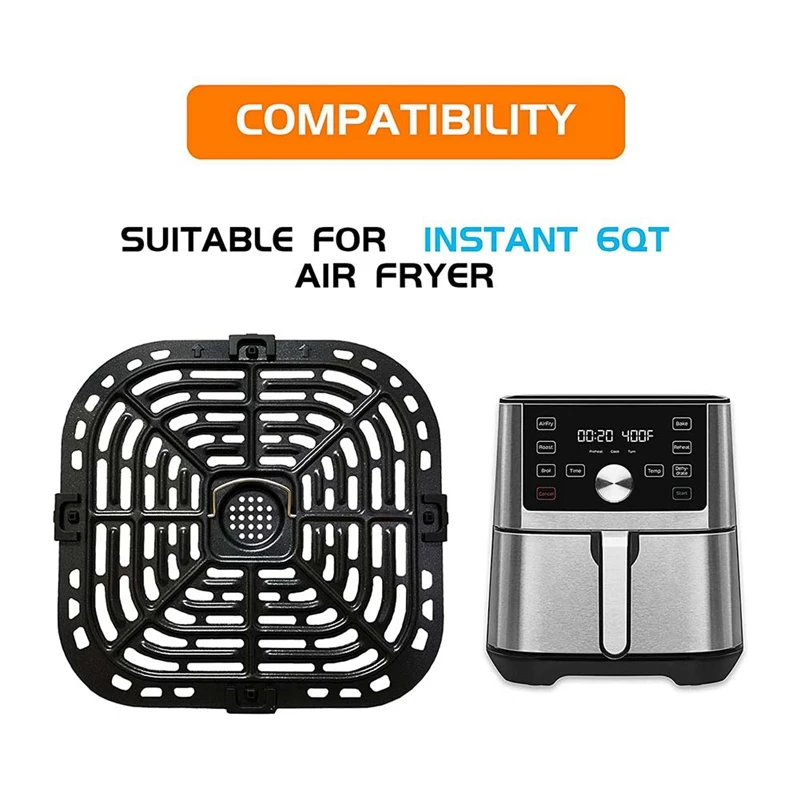 Air Fryer Grill Plate For Instants Vortex Plus 6QT Air Fryers Upgraded Square Grill Pan Tray Accessories air fryer liners,air fryer accessories,air fryer baking tray