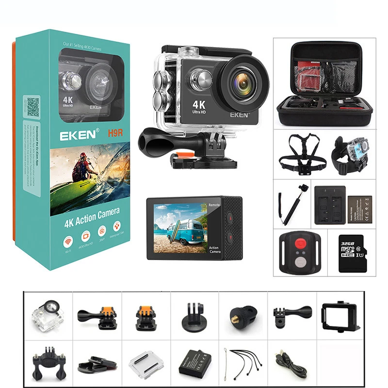 EKEN 2.0-inch H9R Action Camera 4K 30fps WiFi Ultra HD 170D Underwater Waterproof Helmet Video Recording Cameras Sport Cam cheapest action camera
