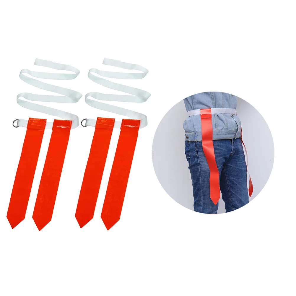 4Pcs American Football Waist Belt Flag Type Nylon Rugby Training Ribbon Game Streamer Set with Red Flags for Children view 5
