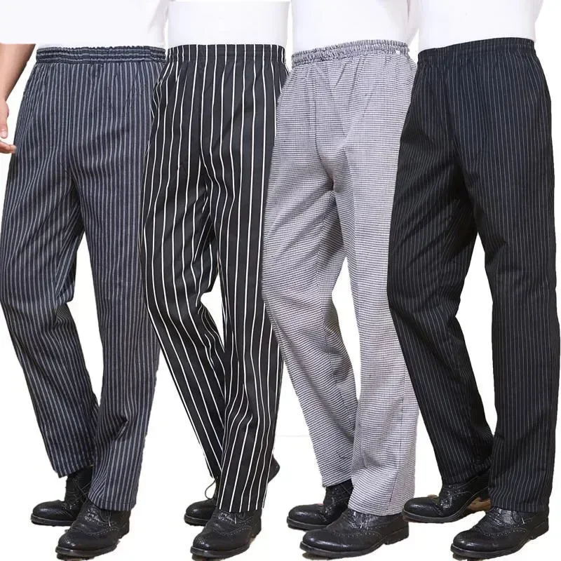 

Trouser Kitchen Pant Hotel Elastic Uniforms Pocket Restaurant Men Baggy Waist Women With Work Trousers Pants Chef Zebra