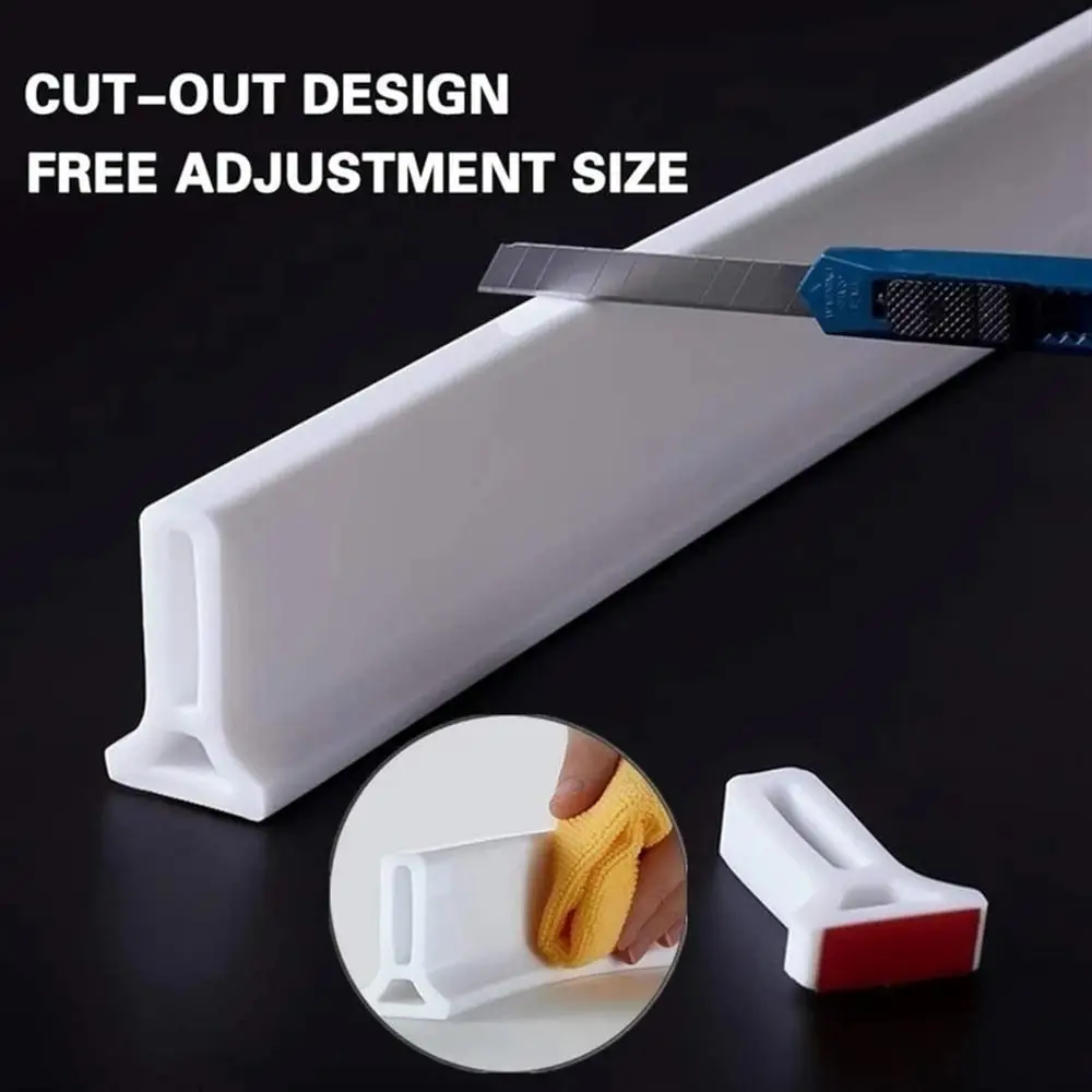 Collapsible Shower Water Dam Dry and Wet Separation Self Adhesive Water Barrier Strip Waterproof Shower Guards Bathroom Kitchen