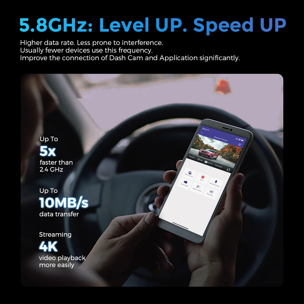 AZDOME  ڴ  GPS  DVR    ķ, ߰ ð, 4K + 1080P HD Ĺ ī޶,  64G TF, M300S