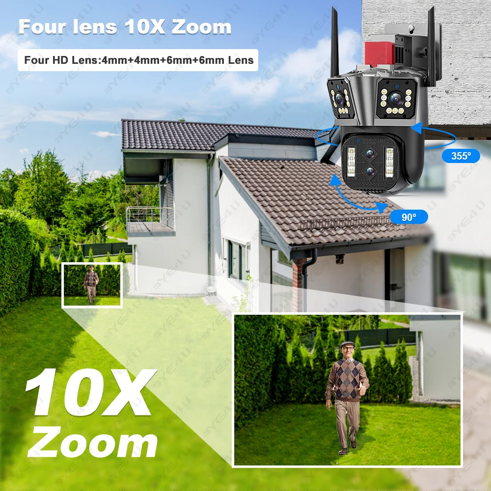 Camera Fixe Caméra de surveillance extérieure PTZ IP WiFi 8K 16MP,dispositif de ...