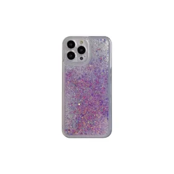 Luminous Liquid Sand Glitter Phone Case - Luxury Glow - in - the - Dark Quicksand Cover - iPhone 14 (Purple)