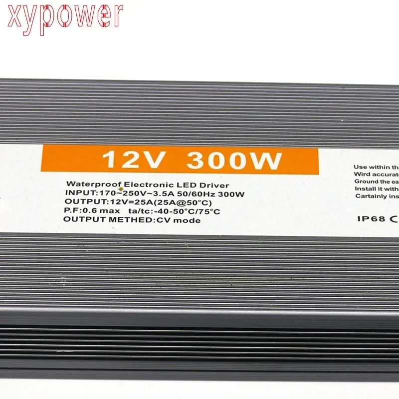 Outdoor Waterproof AC to DC Switching Power Supply, IP67/IP68, 20A, 50W-250W