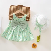 Summer 2-Piece Baby Dress+Sun Hat Bow Strap Floral Baby Girl Dress Soft And Comfortable Children'S Clothing 5