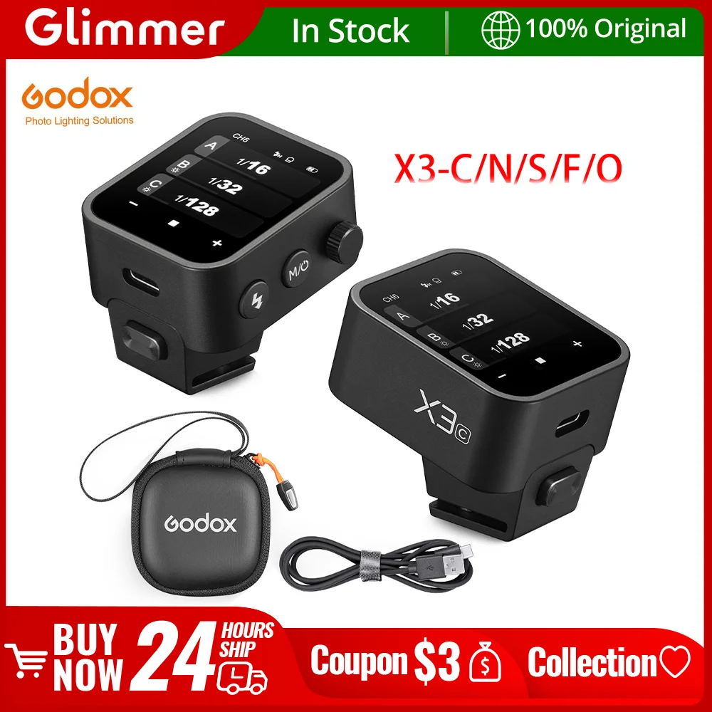 Disparador de Flash Inalámbrico Godox X3 y Cristal Templado TTL HSS 2.4G, Transmisor de Carga Rápida para Canon/Nikon/Sony/Fujifilm