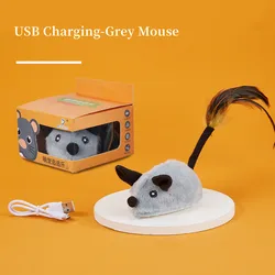 Interactive Smart Cat Toy - USB Rechargeable Plush Mouse Simulator (Grey Mouse)