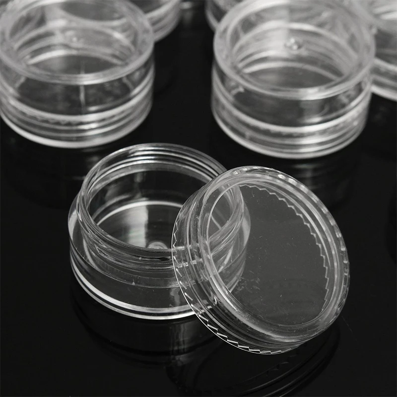 50pcs 5g Sample Clear Cream Jar Mini Cosmetic Bottles Containers Transparent Pot For Nail Arts Small Clear Can Tin For Balm 3