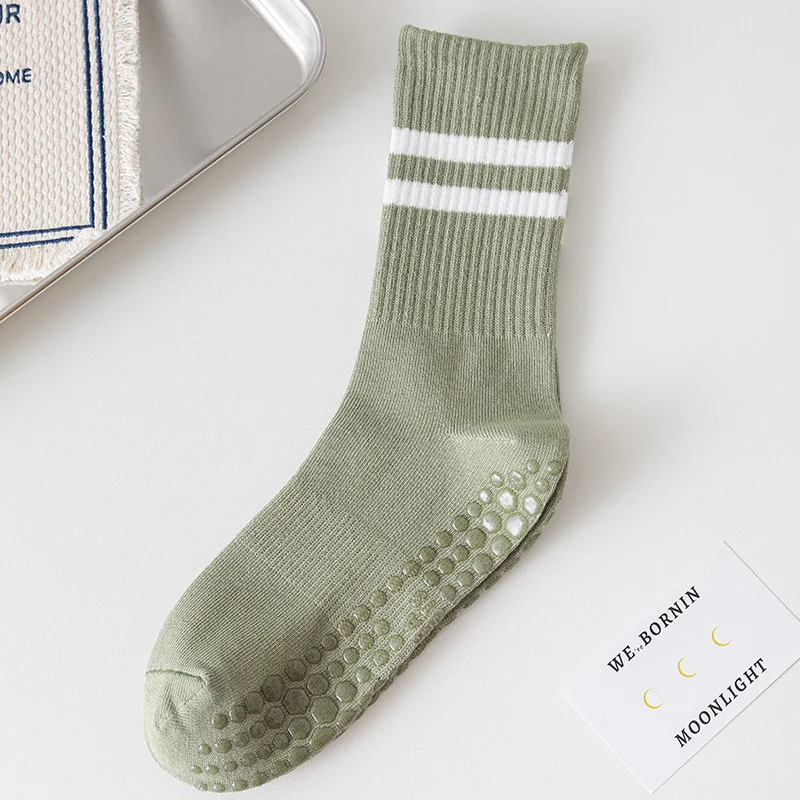 Cotton breathable Mid-tube Yoga Socks Bottom Professional Non-slip Silicone Floor Socks Fitness Dance Pilates Sports