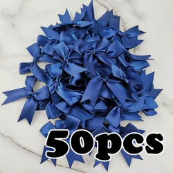 50 - Piece Set of 1 - Inch Fresh Pink Satin Ribbon Bows - 85mm (Dark blue)