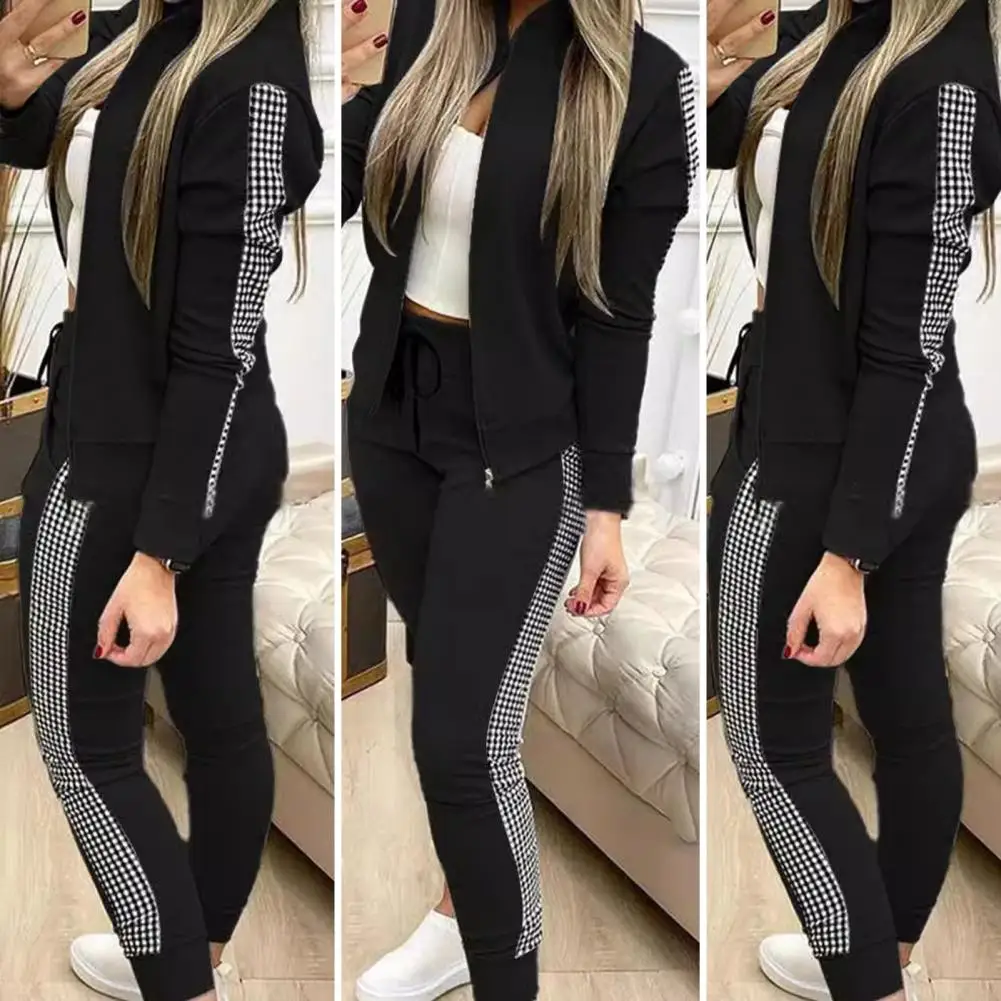 Women Tracksuit Stylish Women's Turtleneck Tracksuit Set Dot Print Sweatshirt Drawstring Pants Slim Fit Sports for Gym for Women 4
