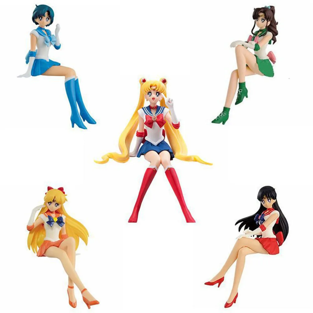

Sailor Moon Animation Figurine Break Time Figure Cute Mercury Venus Jupiter Sitting Action Figure Kids Toys Car Cake Decoration