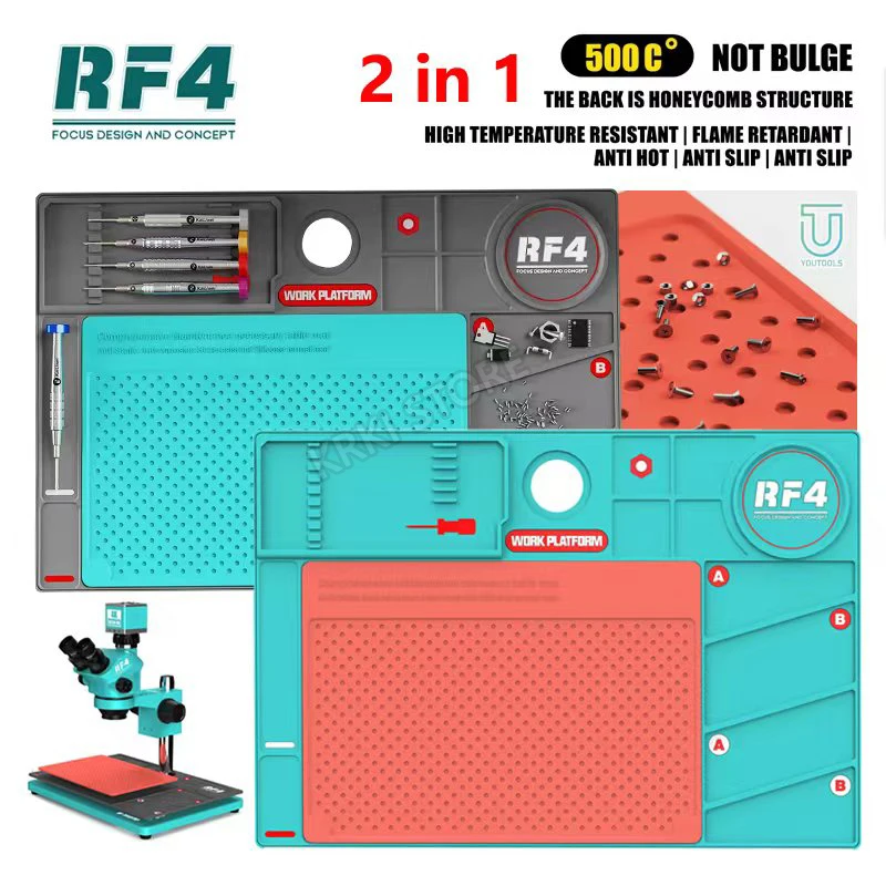 

Антистатическая теплоизоляционная подкладка RF4 RF-PO2 260*380 мм для обслуживания телефонов, материнских плат, микросхем IC, паяльный коврик для ремонта