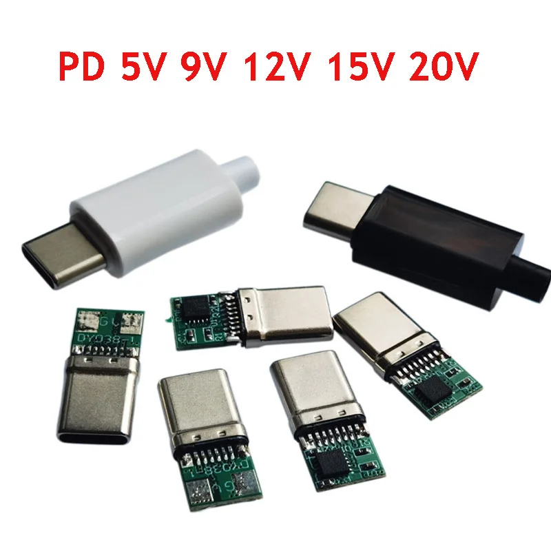 1set 5V 9V 12V 15V 20V PD/QC Decoy Board Fast Charge module PD 2 3.0 DC trigger cable USB Type-C male plug QC4 charge connector