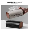 Light luxury Leather&Wooden Tissue Box Home Decor Living Room Paper Box Office Bedroom Hotel Napkin Holder Storage Organizer 3