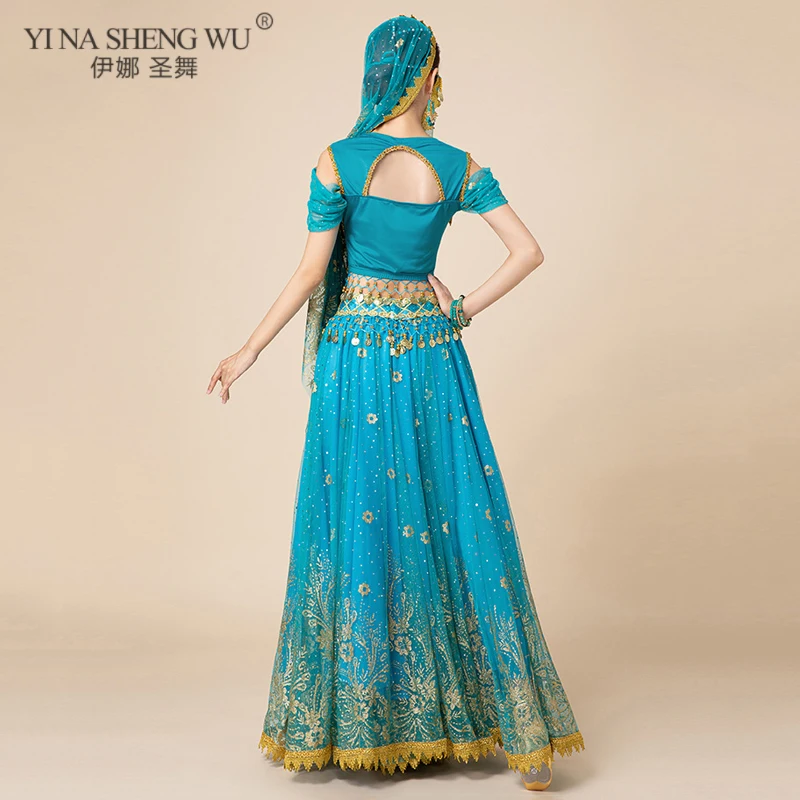 Indian Sari Scarf Fashion Indian Dance Costumes Belly Dance Bollywood Long Skirt Exotic Performance Costumes Suit Female Cosplay Costume