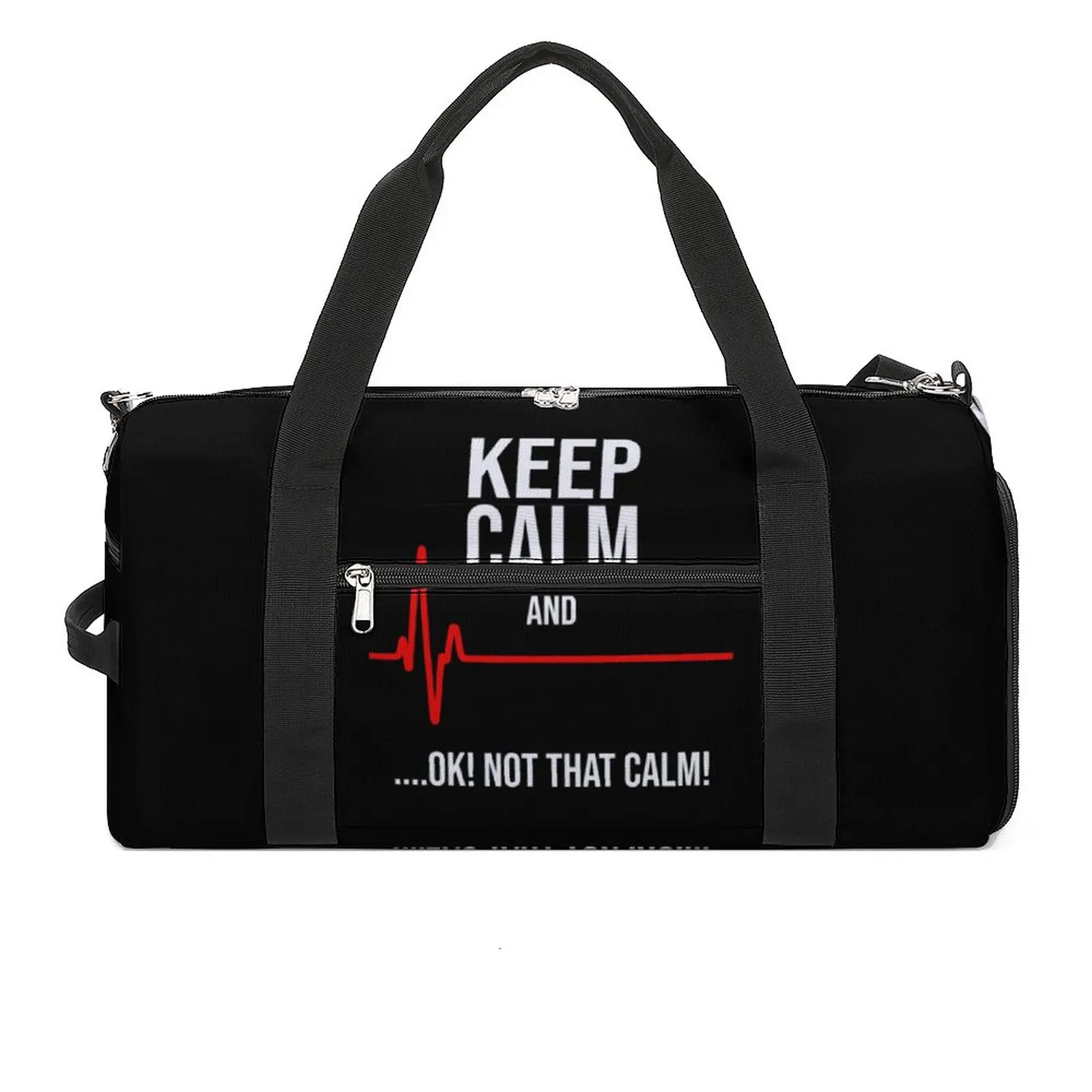 

Keep Calm And Ok Not That Calm Gym Bag Heartbeat Print Outdoor Sports Bags Travel Handbag Novelty Fitness Bag For Men Women