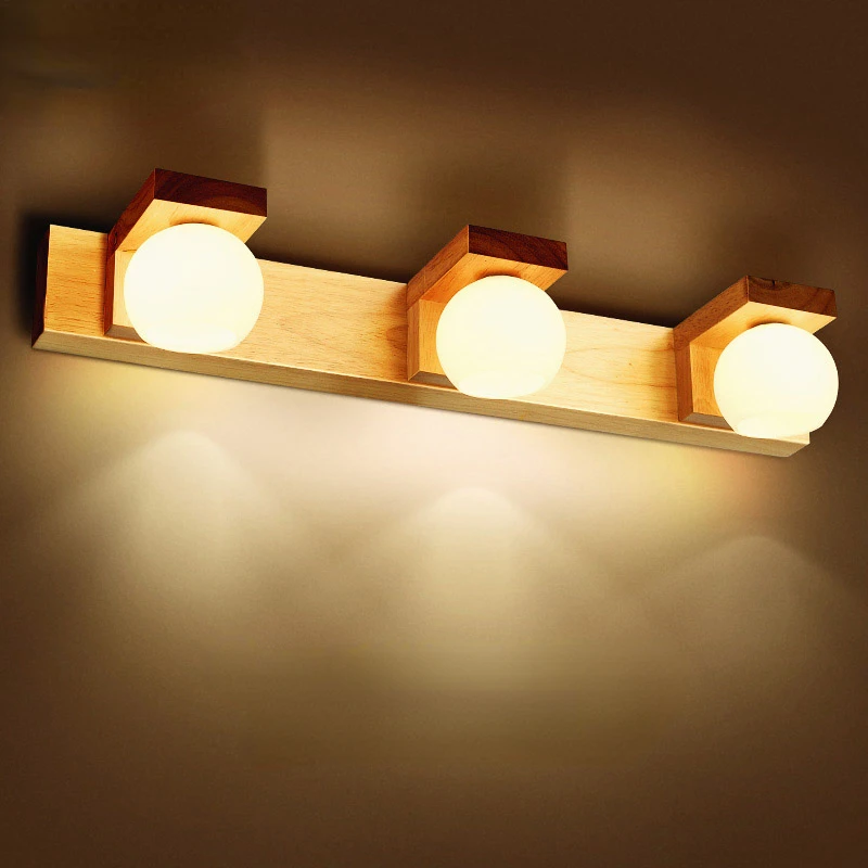 

Front Lamp Dressing Table Lamp Simple Solid Wood Bathroom Lamp Nordic Style Wall Lamp Waterproof Anti-Fog Mirror Cabinet Lamp