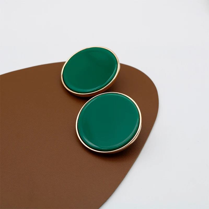 Big Round Earrings Green Color Zinc-Alloy Resin Statement Ear Studs Fashion New Jewelry For Women Trendy Bohemia Styles 75 stud earrings