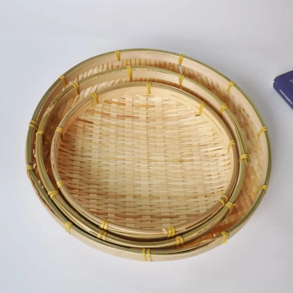 Woven Bamboo Tray Basket Wicker Bread Basket Handmade Bamboo Woven Basket Tray 3