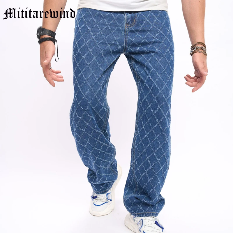 

High Street Men's Fashion Blue Jeans Loose Oversize Casual Hip Hop Trendy New Streetwear Pants Denim Wide Leg Trousers Male