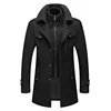 Fashion Middle Long Jacket Male Double Collar Zipper Coat Windbreak  Woolen Overcoat  Autumn Winter Wool Trench Coats 2