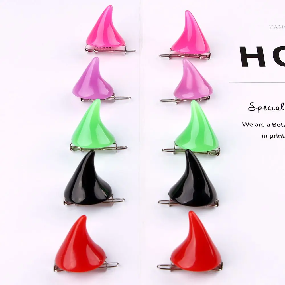 Charming Devil Horn Hair Barrettes - Cute Halloween Cosplay Hair Accessory