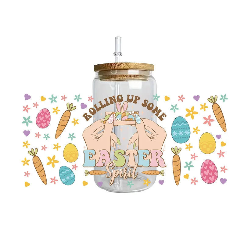 Easter Series Easy peel waterproof DIY Decals 3D transfers uvdtf crystal stickers 16oz uv dtf tumbler cup wraps sticker