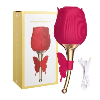 Rose Thrusting Sucking Vibrators Sex Toy for Woman Anal Double Head Vibrator Oral Licking Teasing Female Telescopic Masturbation 3