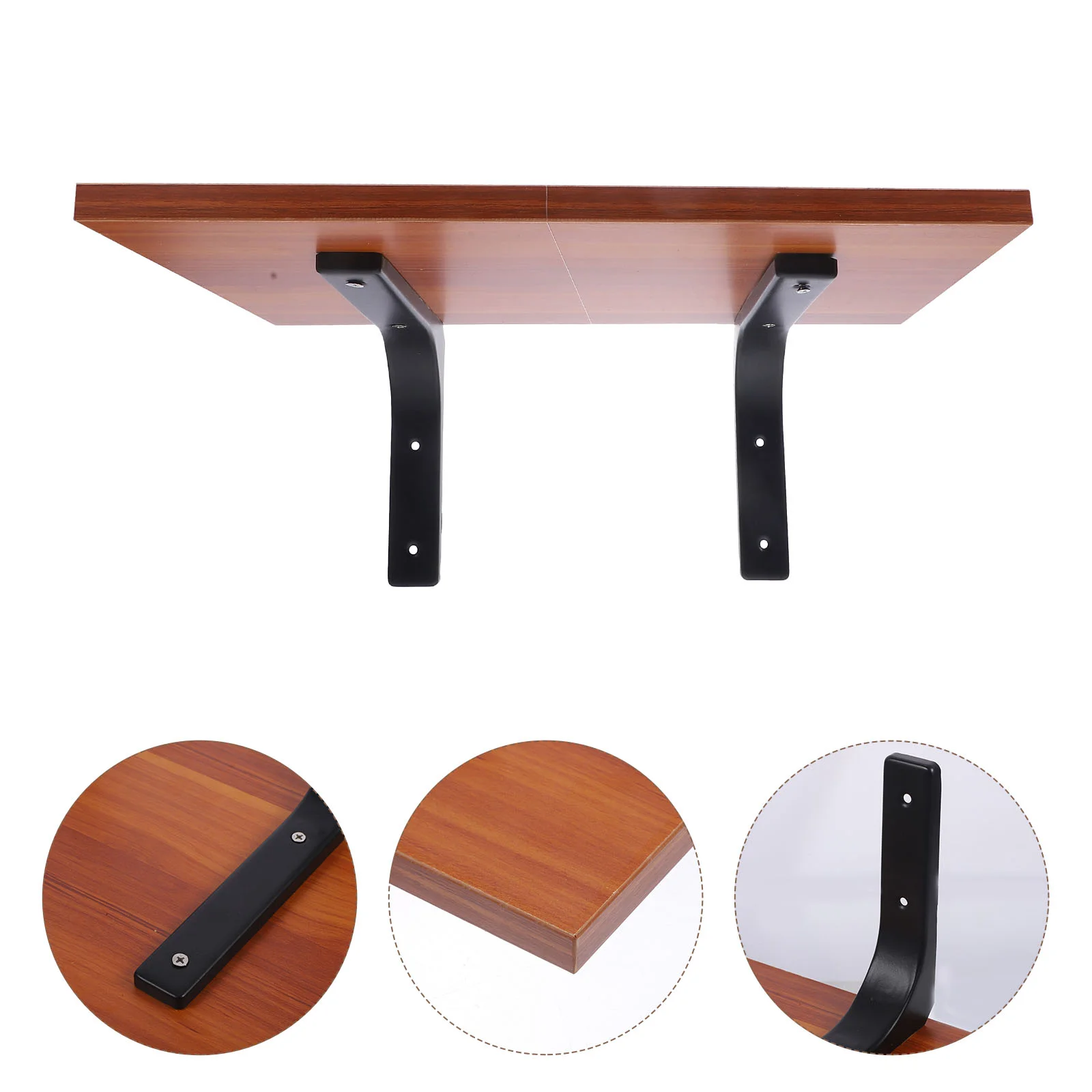 

1 Set Floating Shelves Brackets Metal Shelf Brackets Wall Mounted Shelf Supports with Wooden Board