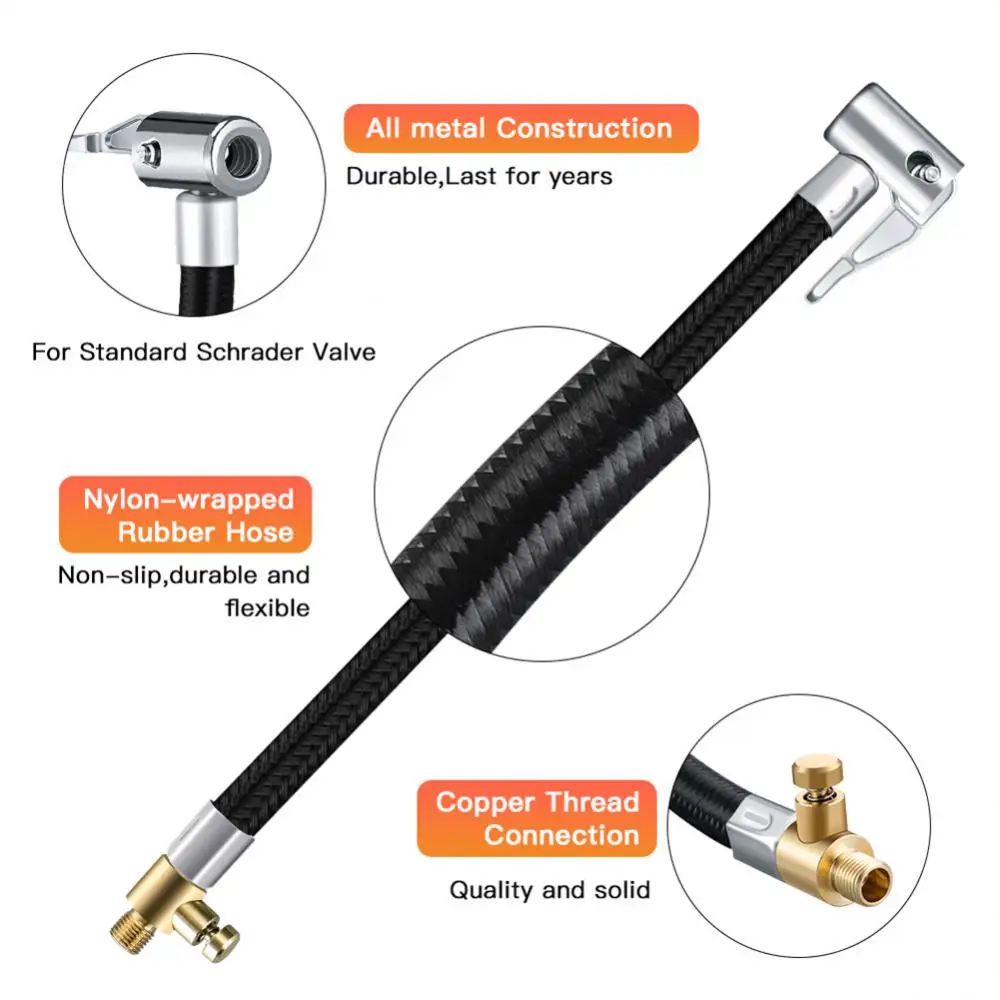 Air Pump Accessories 20/60cm Air Pump Screw Adapter Zinc Alloy Extension Quick Inflation Chuck Car Tire Inflator Hose Tube Conversion For Bike Moto