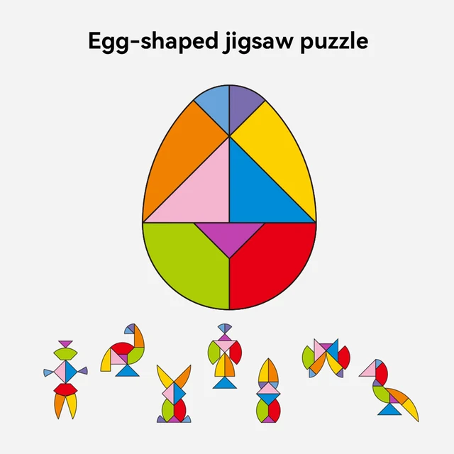 Blocks Puzzle Brain Teasers Toy for Kids Baby Smooth Surface Colorful 3D Tangram for Kids Learning & Education Toys M09 5
