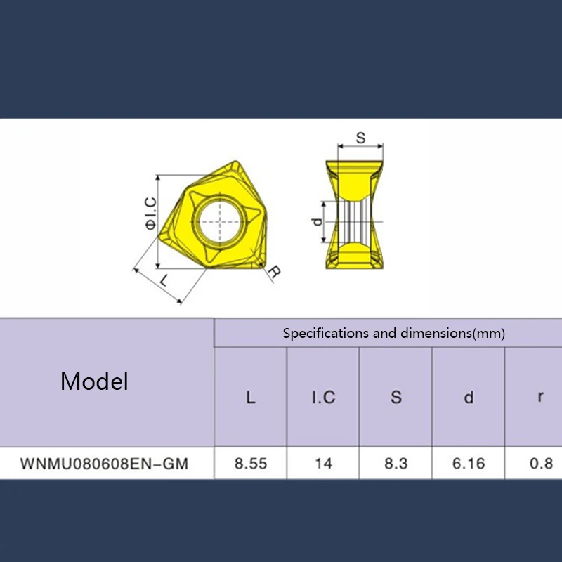 WNMU080608EN Doppelseitige Sechskant-Winkelkanten-Hartmetalleinsätze für Schnellvorschub, Edelstahl und Stahlteile, Gusseisen – Detail 18
