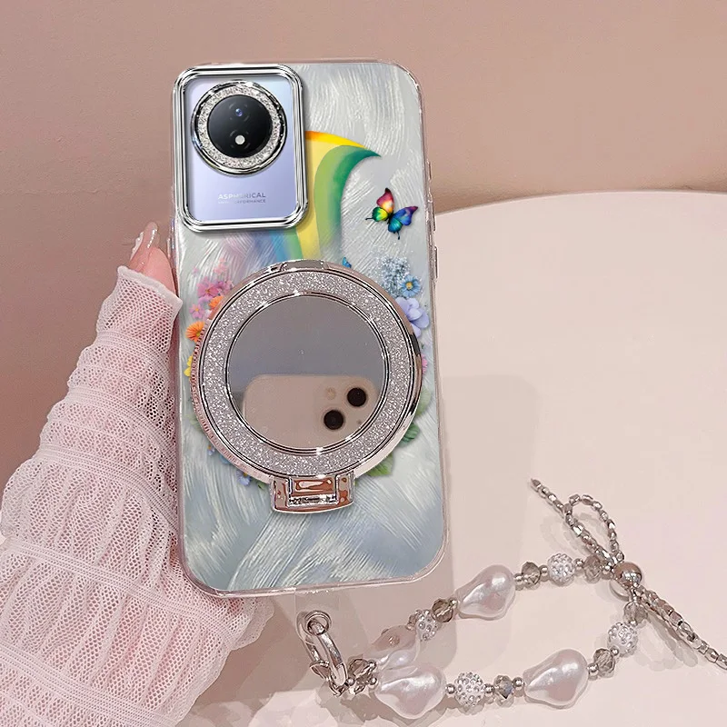 3-Piece Set: Vibrant Rainbow Phone Case with Lanyard and Stand