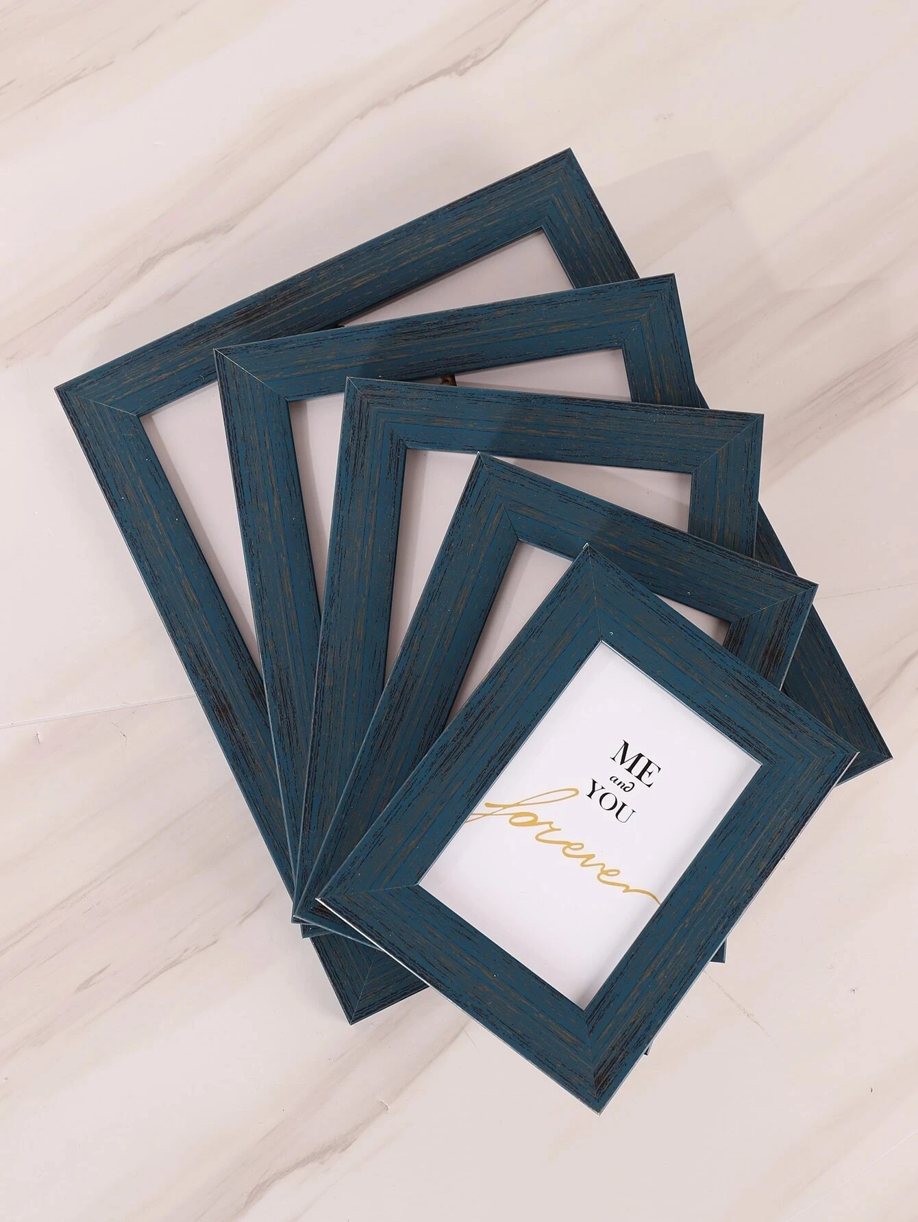 Plastic Picture Frame Home Decoration Imitation Wood Grain Art Navy Blue Picture Frame photo frame