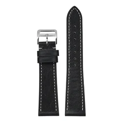 Genuine Leather Retro Watch Strap with Quick Release Bar for 17mm (Black)